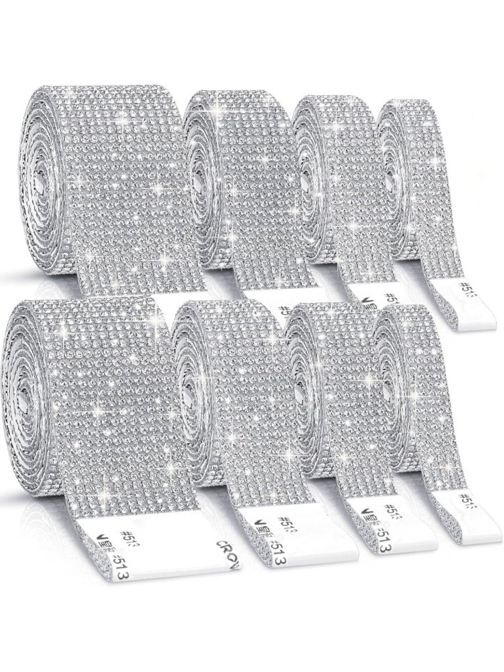 New 8 Rolls Rhinestone Ribbons8 Yard Silver Self Adhesive Rhinestone Ribbon